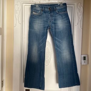 Mens Diesel Jeans, size 32, medium blue color, zathan stlye, bootcut style